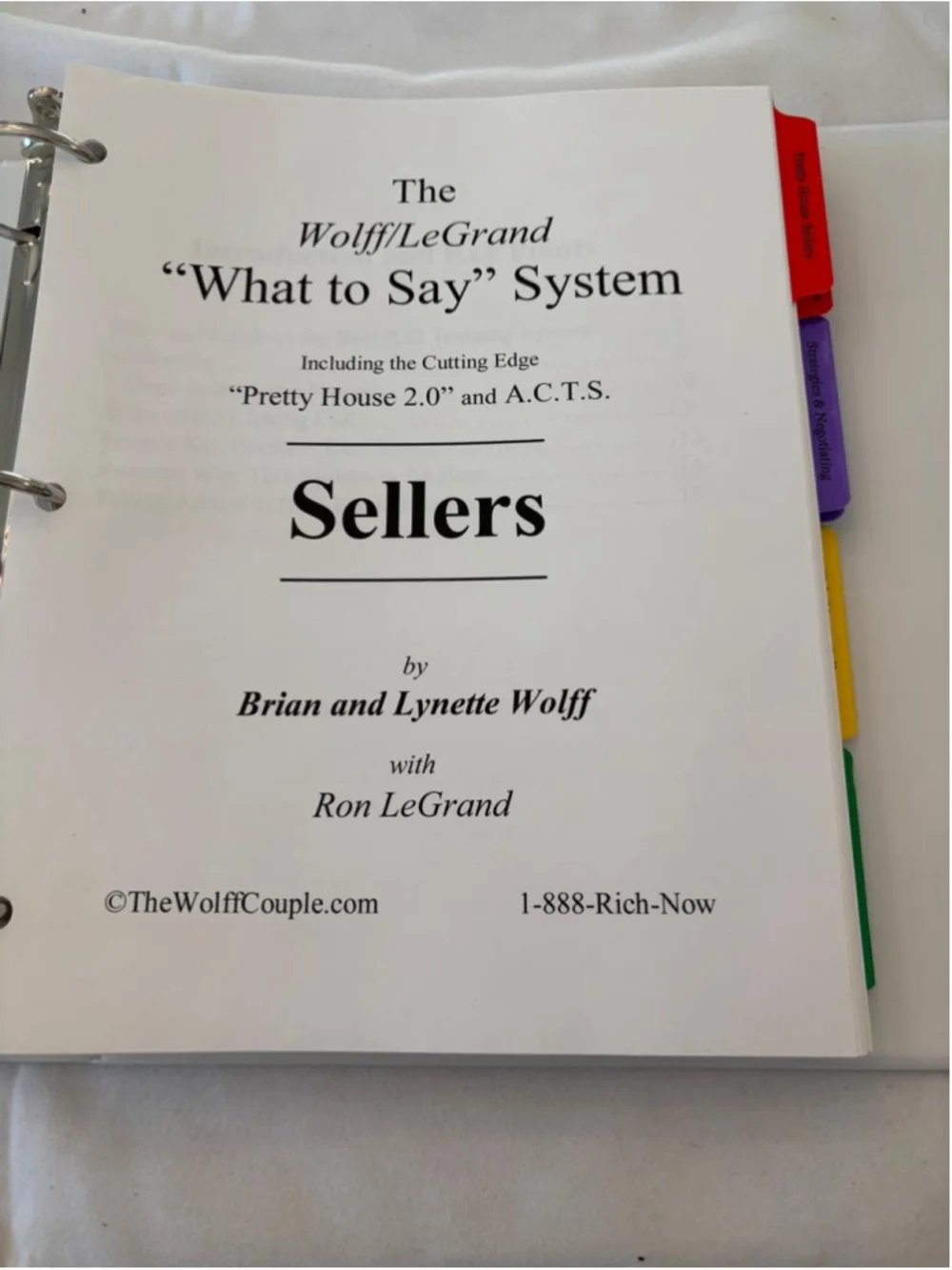 The Wolff Couple Real Estate Investing Training System Binders #E60